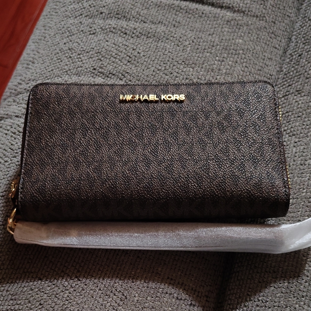 Michael Kors Dark Brown Zip-Around Wallet